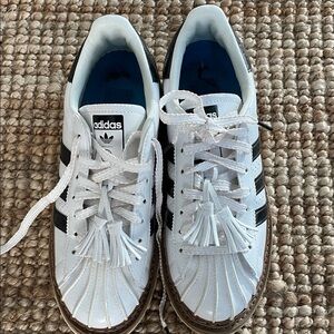 Adidas White and Black Striped Sneakers